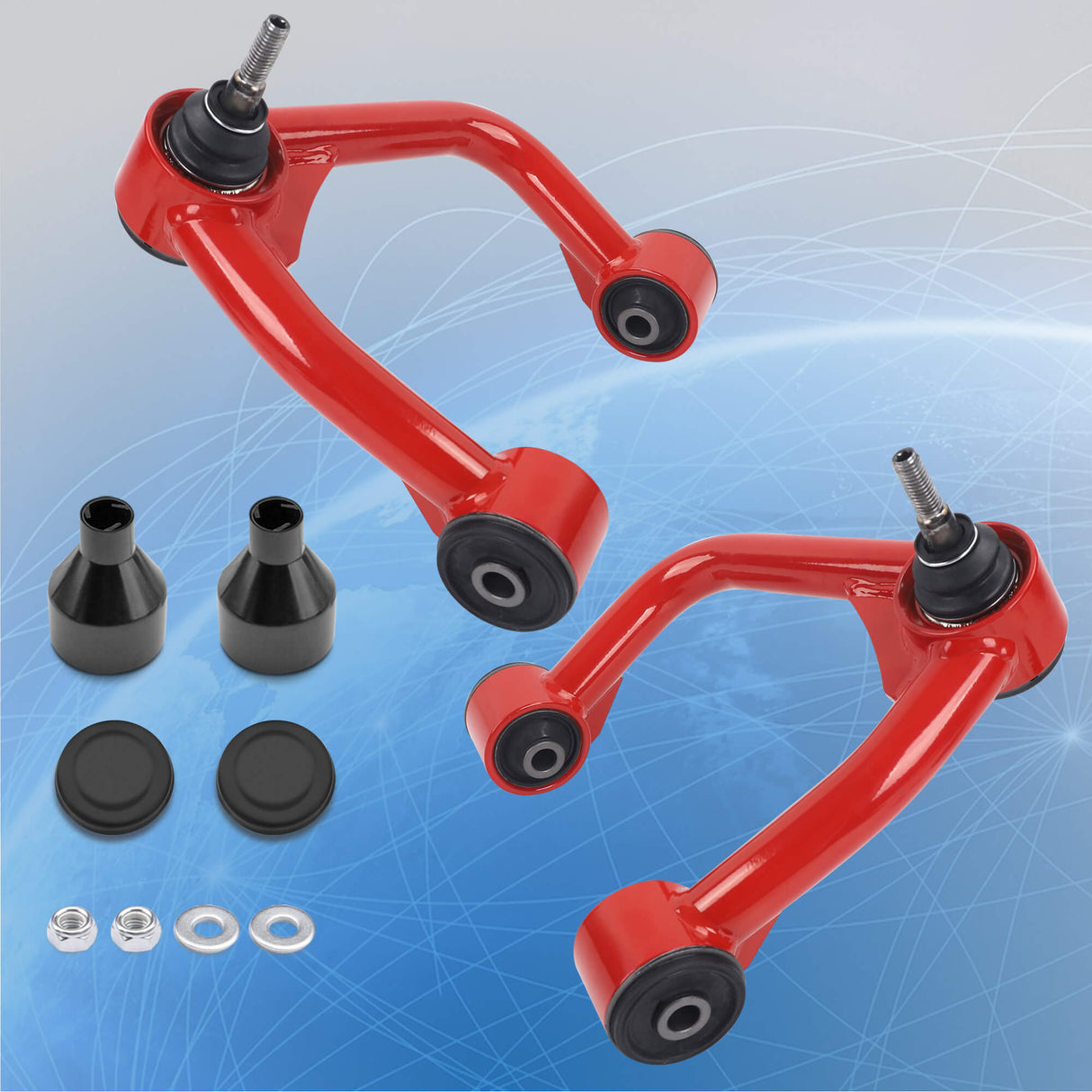Richeer  Front Upper Control Arms for 2-4" Lift Fits 2019-2023 Ford Ranger 4th Gen (T6)- Red