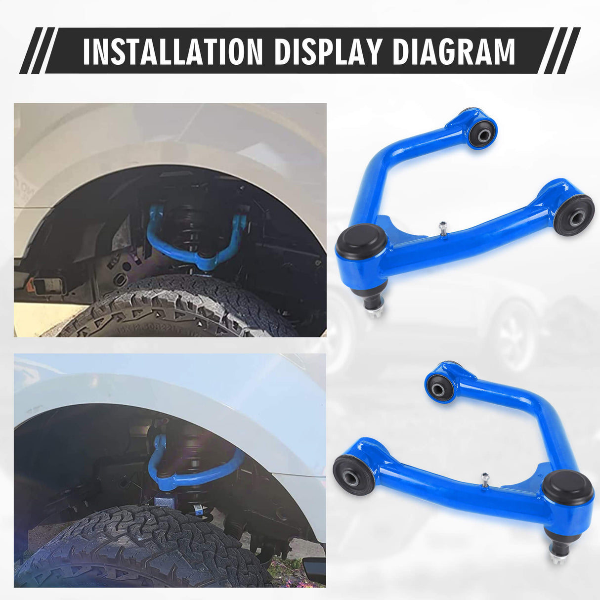 Richeer Front Upper Control Arms for 2-4" Lift Fits 2nd Gen Toyota Tundra(2007-2021) & Sequoia- Blue