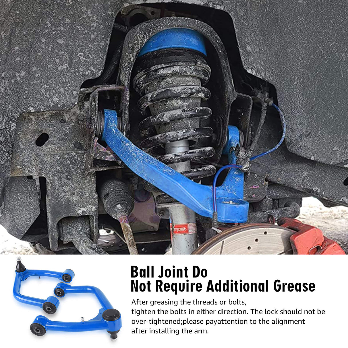 Richeer Front Upper Control Arms for 2-4" Lift Fits 2nd Gen Toyota Tundra(2007-2021) & Sequoia- Blue