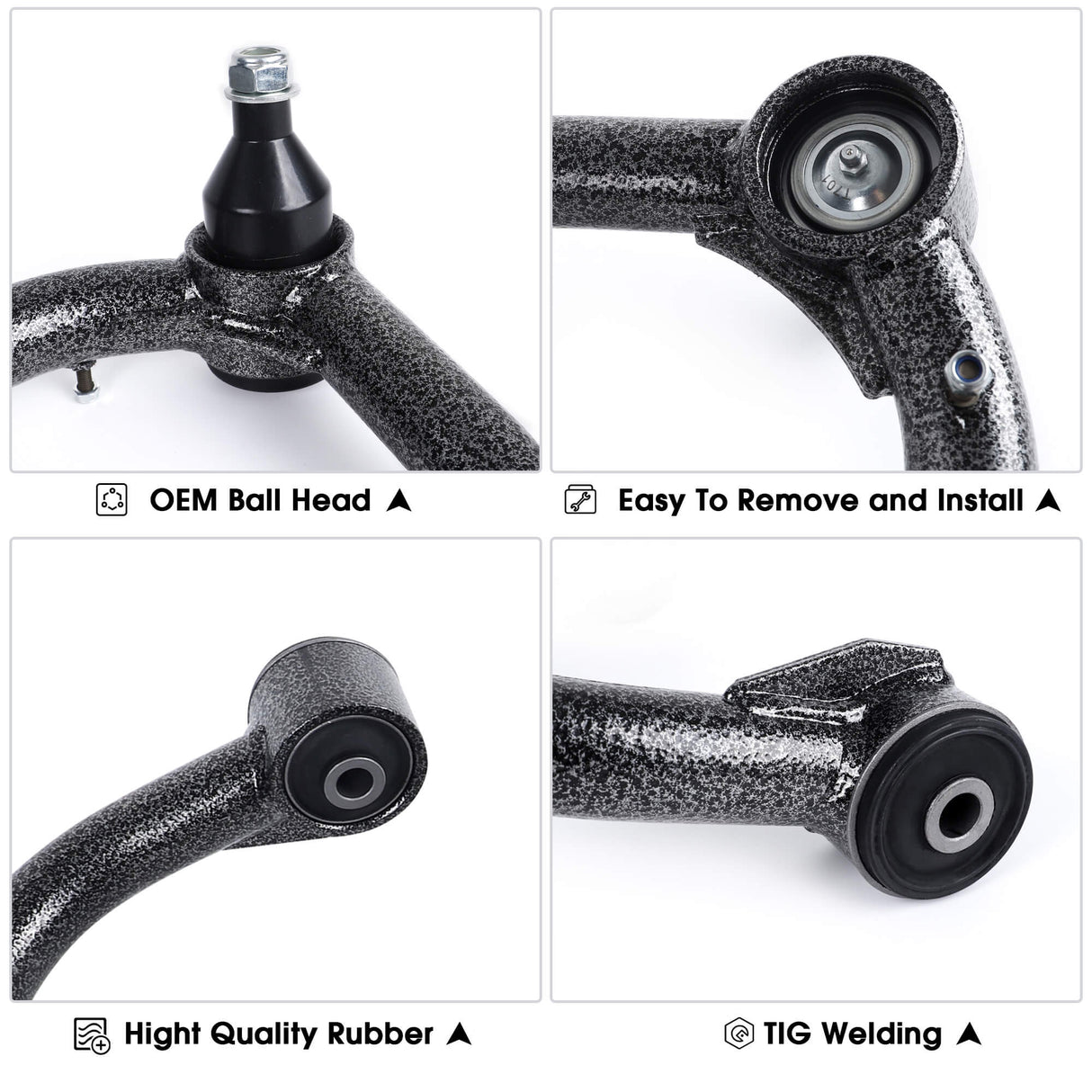 Richeer Front Upper Control Arms for 2-4" Lift Fits 2005-2023 Toyota Tacoma(Only Fit 6 Lug Models)