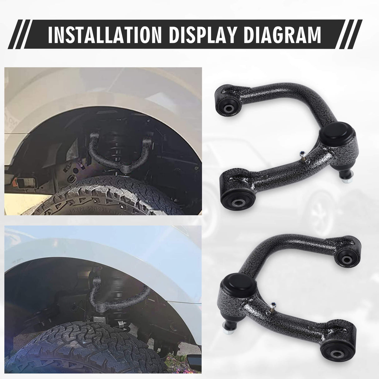 Richeer Front Upper Control Arms for 2-4" Lift Fits 2005-2023 Toyota Tacoma(Only Fit 6 Lug Models)