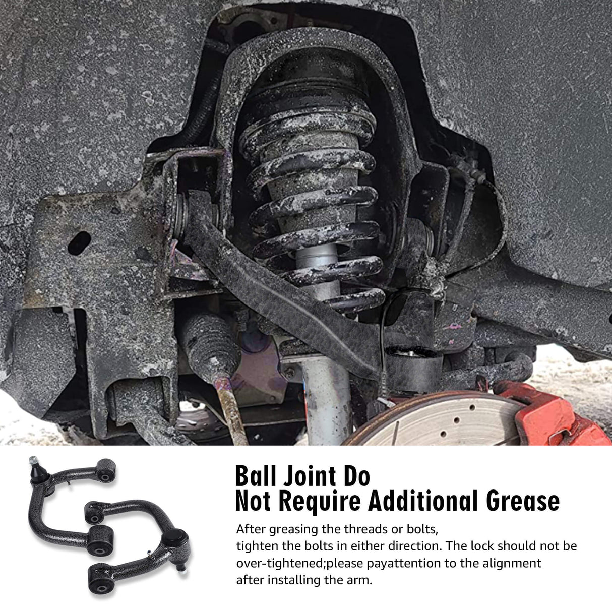 Richeer Front Upper Control Arms for 2-4" Lift Fits 2005-2023 Toyota Tacoma(Only Fit 6 Lug Models)