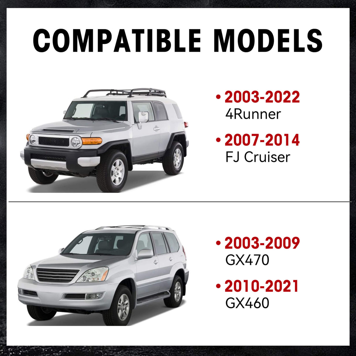 Richeer Front Upper Control Arms for 2-4" Lift Fits 2003-2024 Toyota 4 Runner FJ