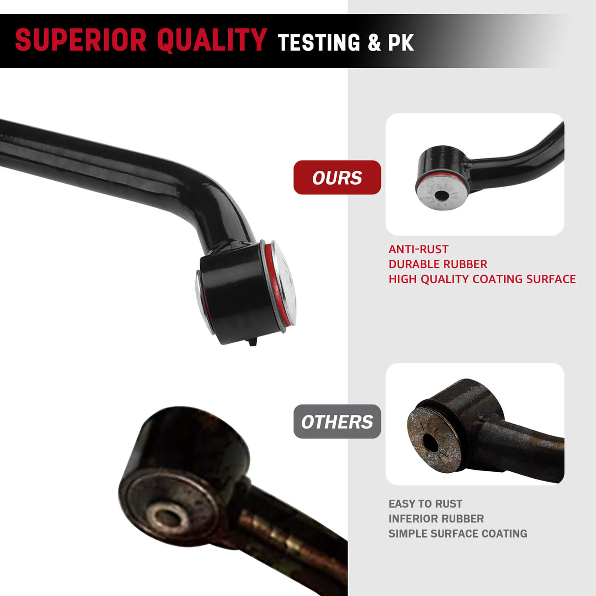 Richeer Front Upper Control Arms for 2-4" Lift Fits Chevy and GMC(07-16 Silverado, Tahoe, Sierra) - Upgraded(PU WELDING)-Black