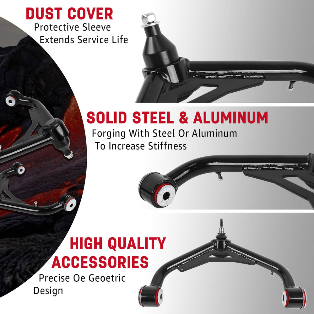 Richeer  Front Upper Control Arms for 2-4" Lift Fits Chevy, GMC(00-10 Silverado, Sierra & More) - Upgraded(PU WELDING)