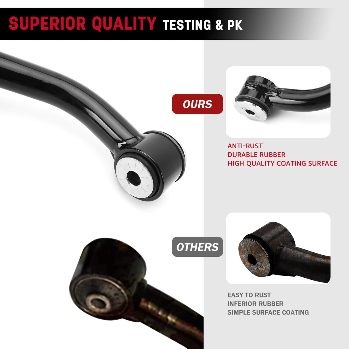 Richeer  Front Upper Control Arms for 2-4" Lift Fits Chevy, GMC(00-10 Silverado, Sierra & More) - Upgraded(PU WELDING)