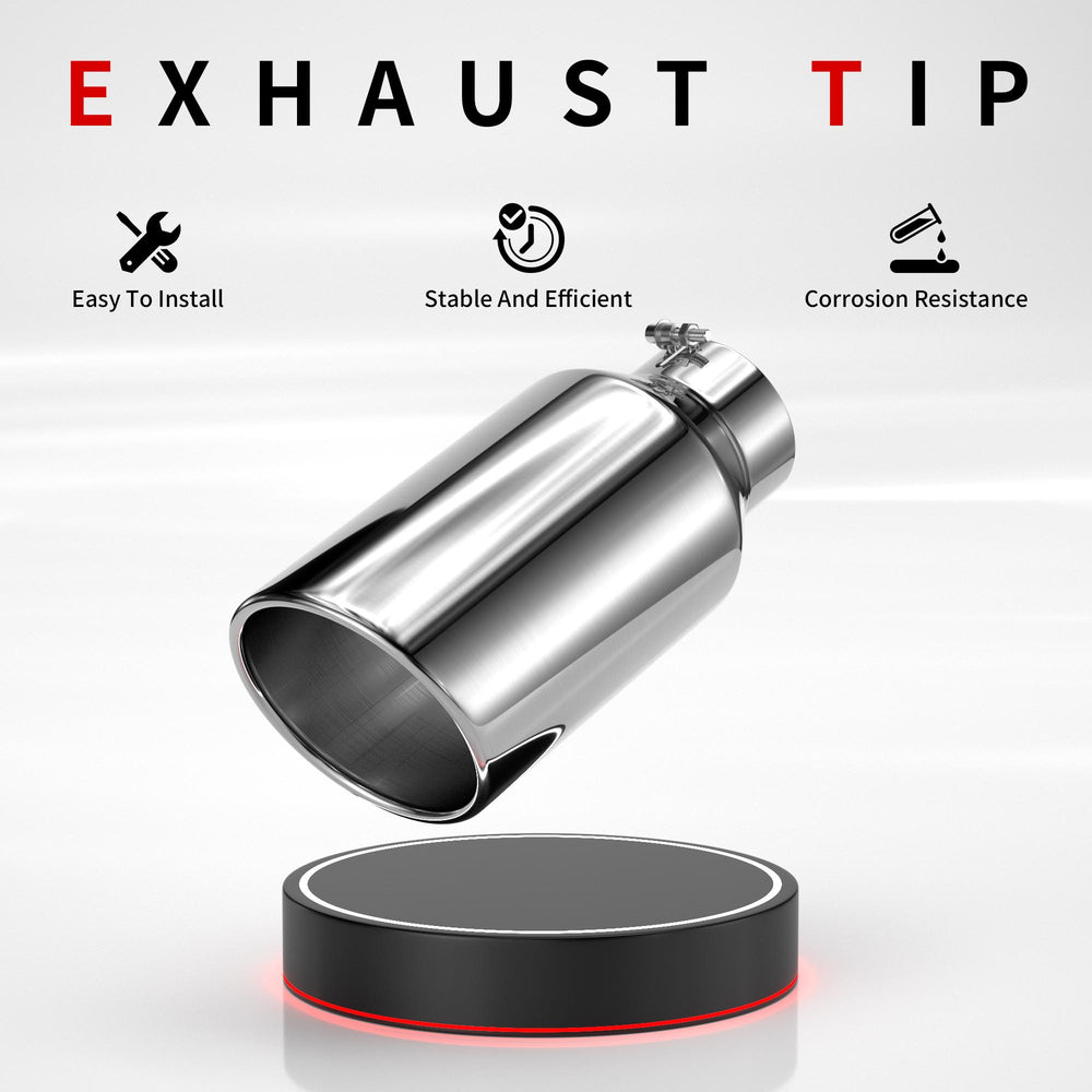 Richeer 5" Inlet Exhaust Tip, 8" Outlet 15" Length Polished Stainless Steel Bolt-on Design Universal