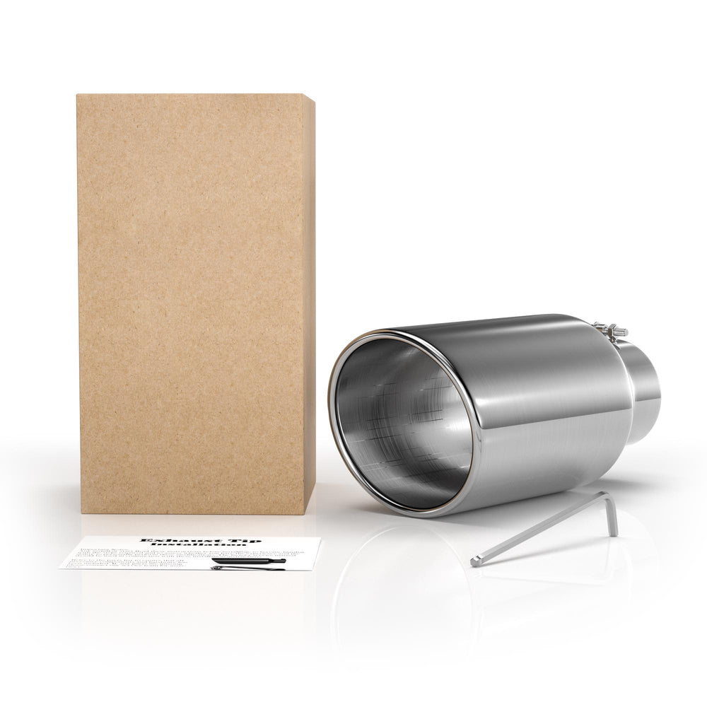 Richeer 5" Inlet Exhaust Tip, 8" Outlet 15" Length Polished Stainless Steel Bolt-on Design Universal