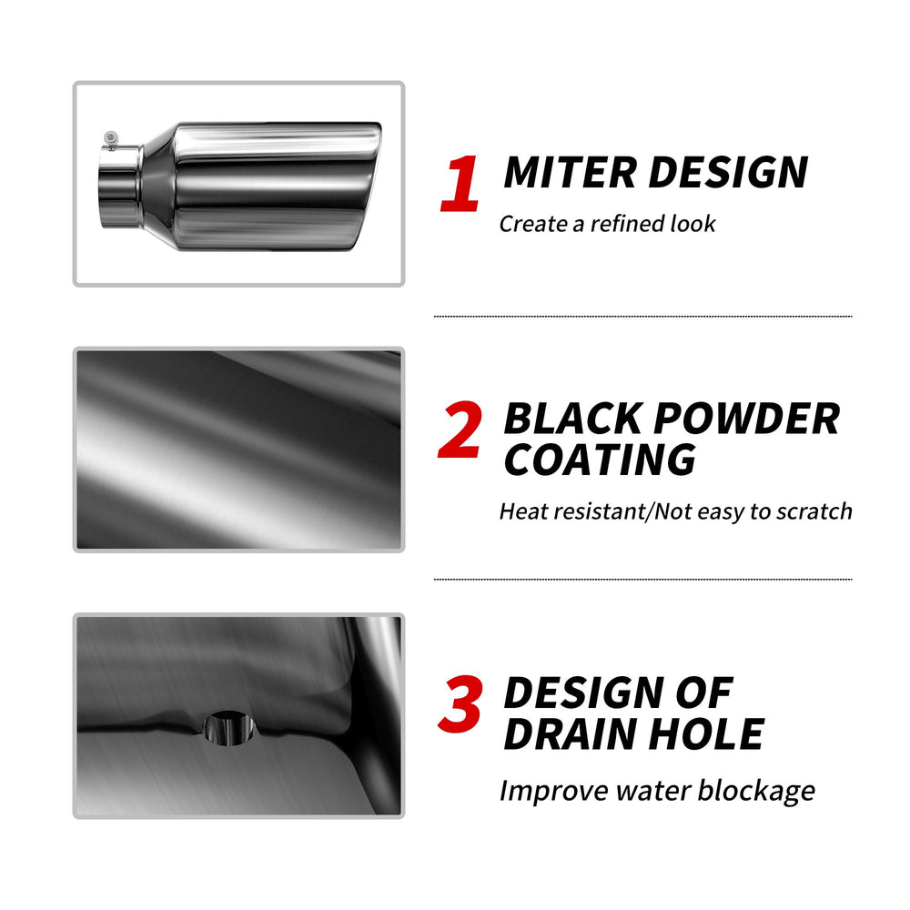 Richeer 5" Inlet Exhaust Tip, 8" Outlet 15" Length Polished Stainless Steel Bolt-on Design Universal