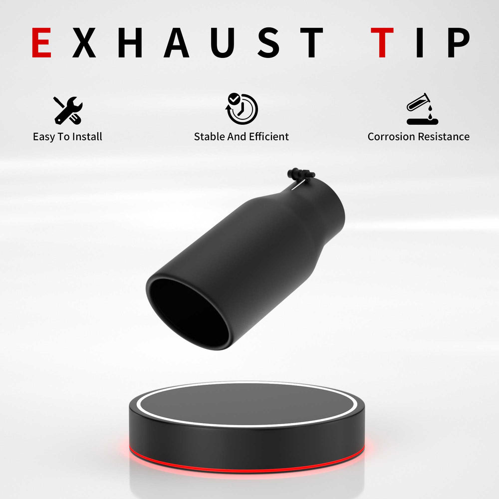 Richeer 4" Inlet to 5" Outlet Exhaust Tip, 12" Length Black Powder Coated Stainless Steel Universal