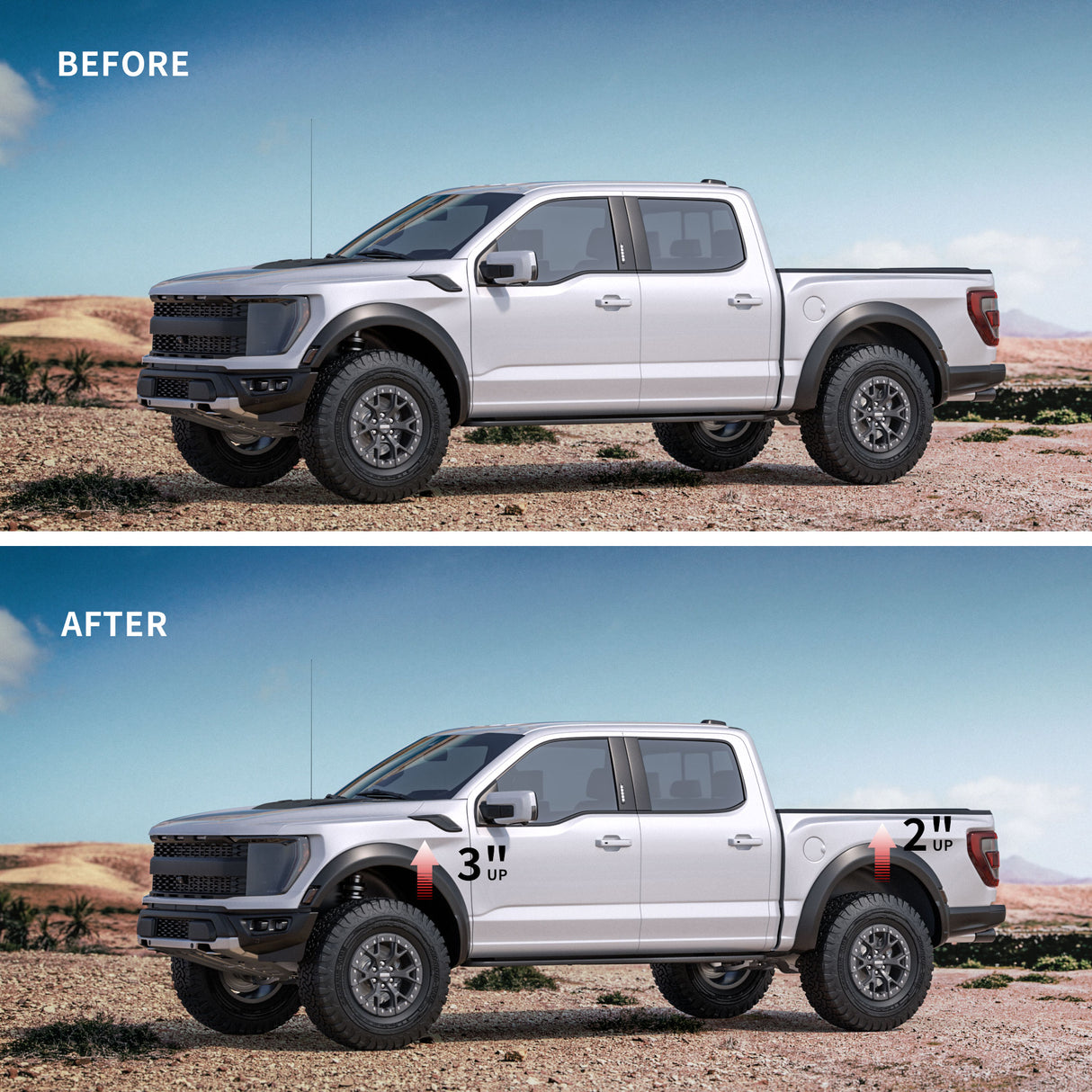 Richeer 3" Front 2" Rear Leveling Kit for Ford(F150)