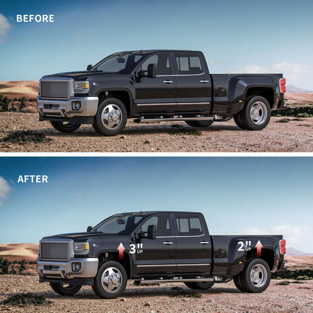 Richeer 3" Front 2" Rear Leveling Kit for Chevy and GMC(Silverado, Sierra)