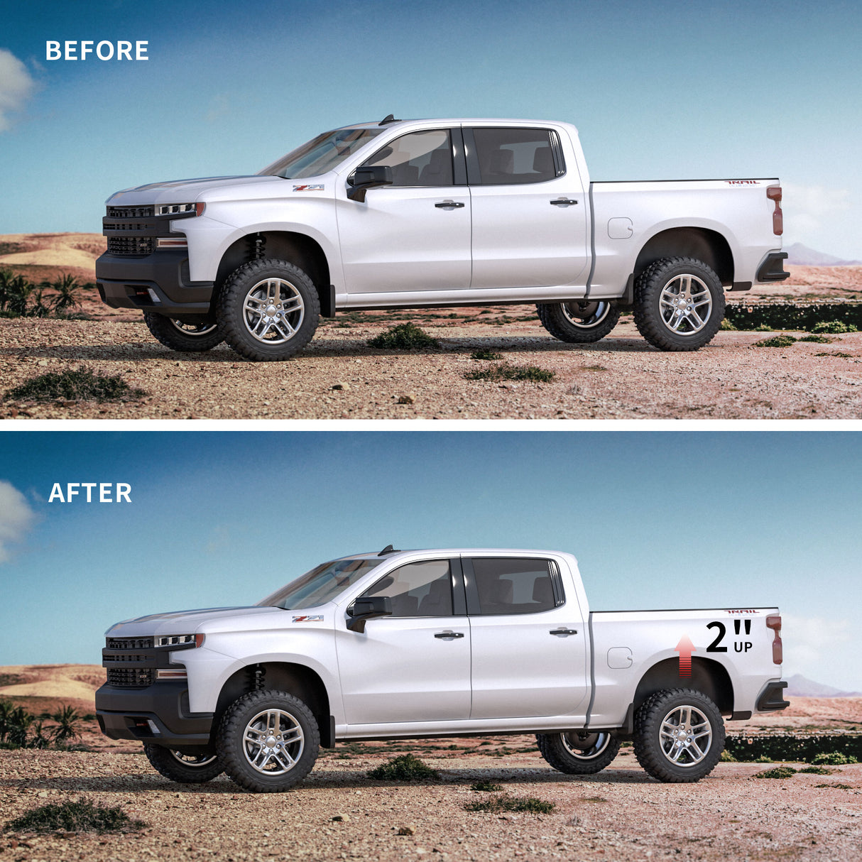 Richeer 2" Rear Leveling Kit for Chevy and GMC(Silverado, Sierra)