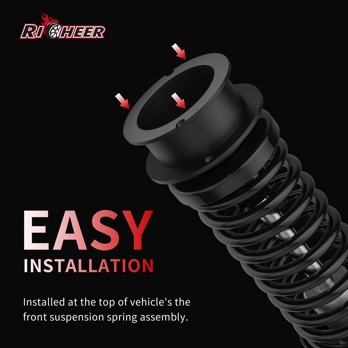 Richeer 2.5" Front Leveling Kit Heavy Duty Spring Strut Spacers With Shock Relocation Brackets(Ram 2500/3500)