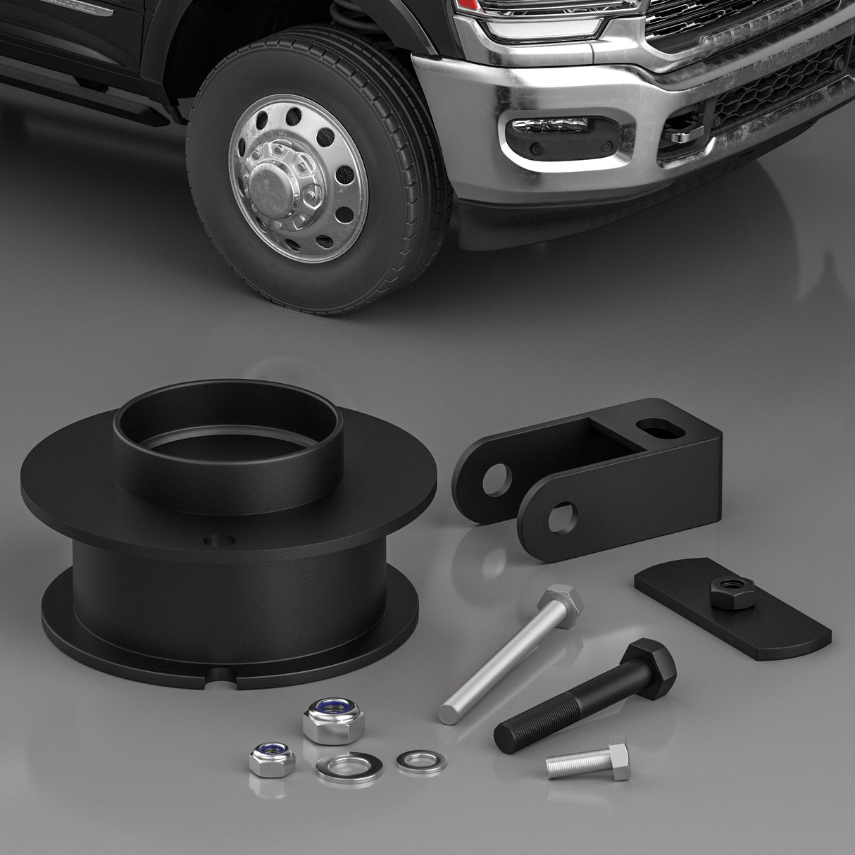 Richeer 2.5" Front Leveling Kit Heavy Duty Spring Strut Spacers With Shock Relocation Brackets(Ram 2500/3500)