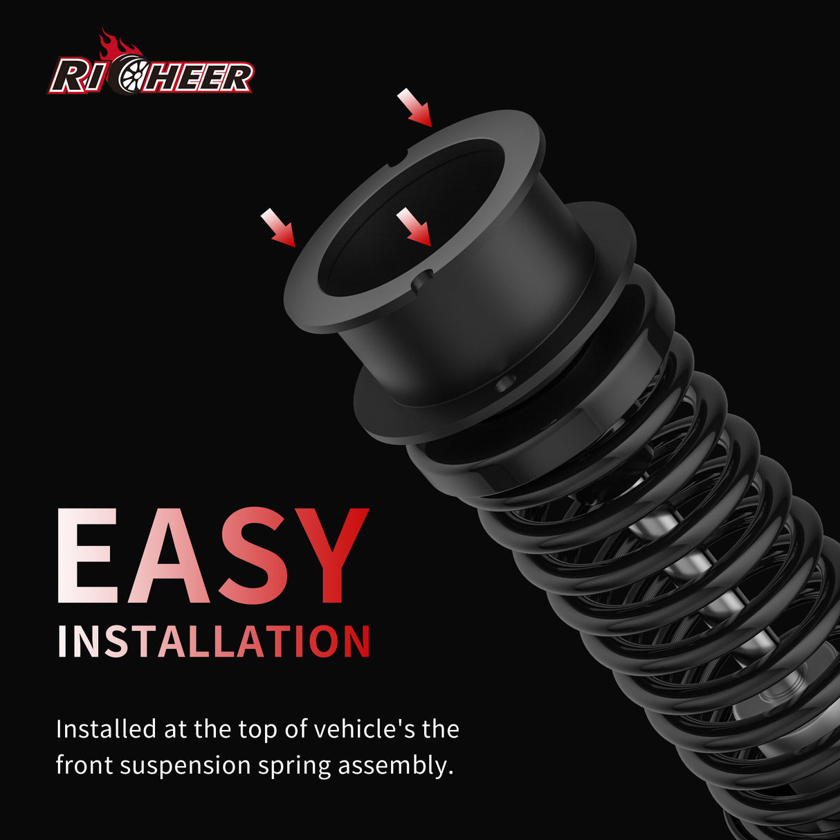 Richeer 3" Front Leveling Kit for Ram Heavy Duty Spring Strut Spacers With Shock Relocation Brackets(Ram 2500/3500)