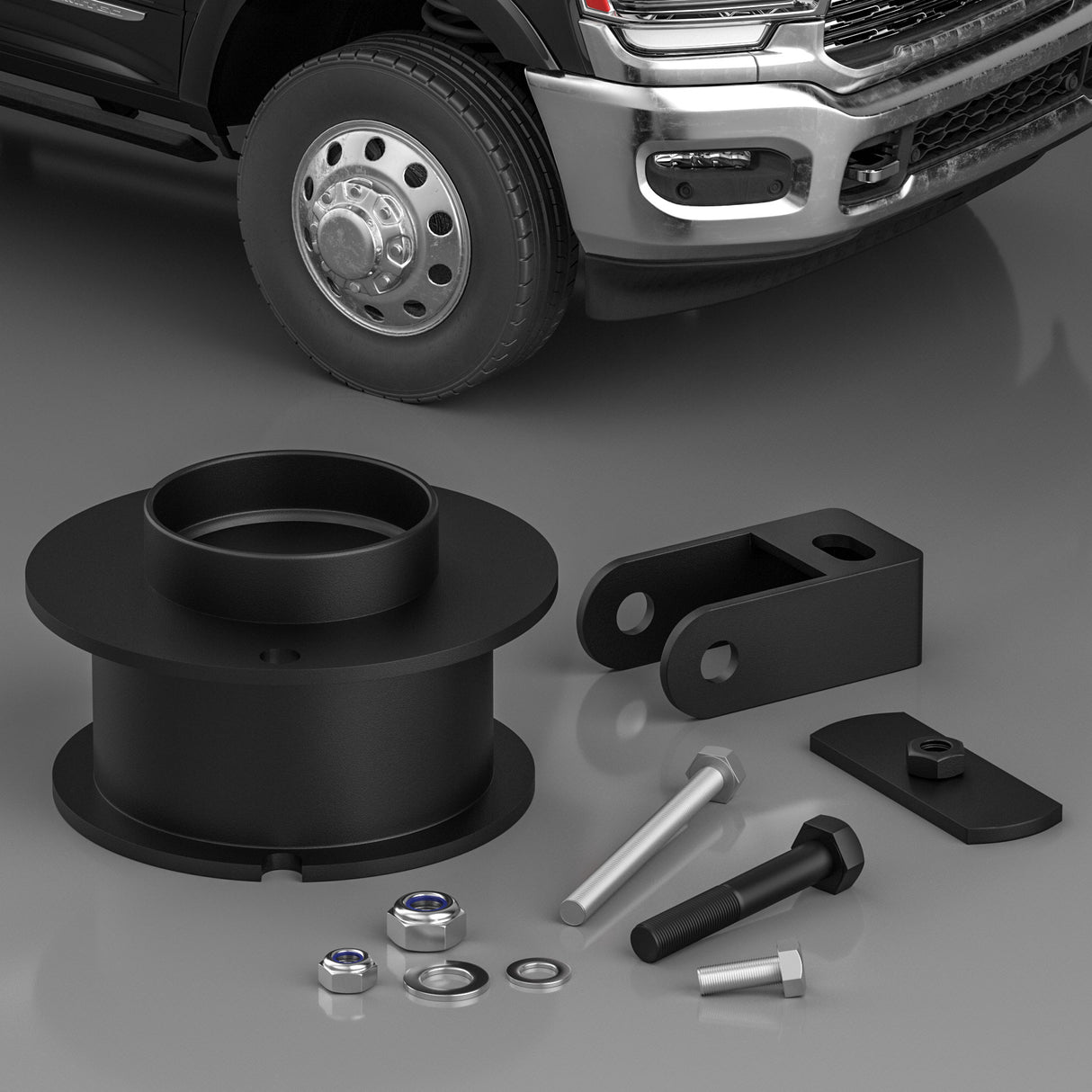 Richeer 3" Front Leveling Kit for Ram Heavy Duty Spring Strut Spacers With Shock Relocation Brackets(Ram 2500/3500)