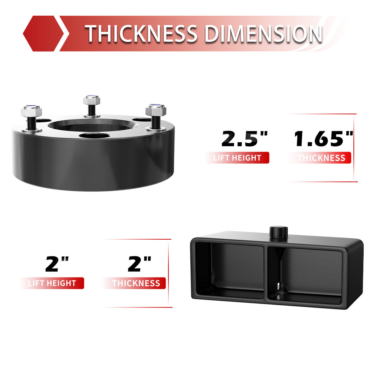 Richeer 2.5" Front 2" Rear Leveling Kit for Chevy and GMC(Silverado, Sierra)