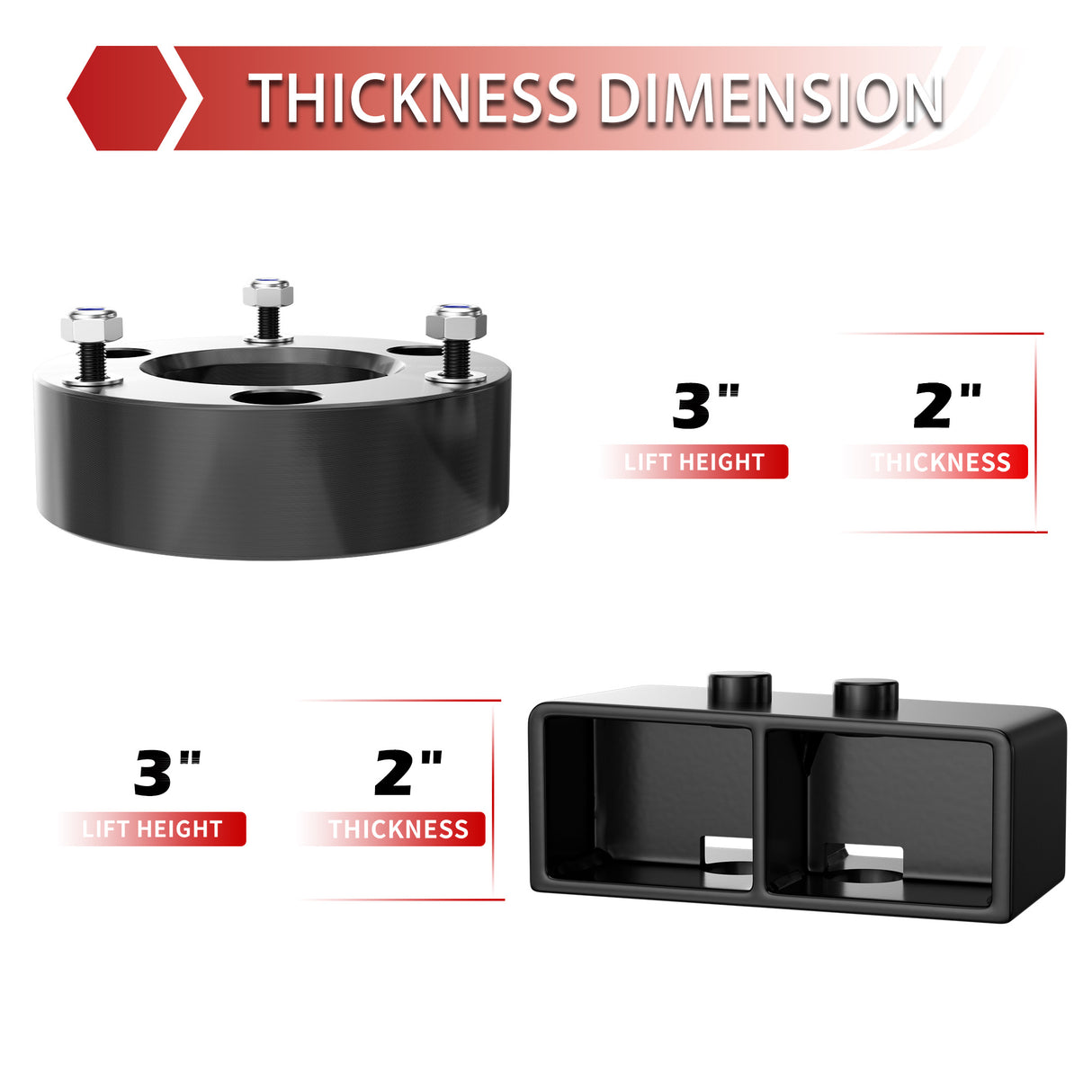 Richeer 3" Front 3" Rear Leveling Kit for Ford(F150)