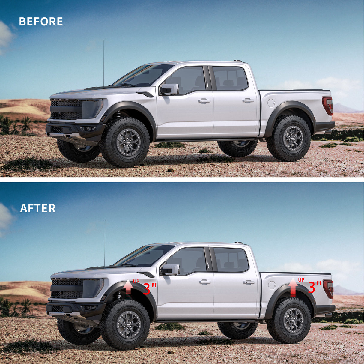 Richeer 3" Front 3" Rear Leveling Kit for Ford(F150)