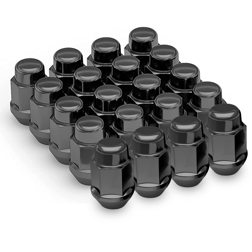 Richeer M12x1.5 Lug Nuts, 20PCS Bulge Acorn, Closed End for Trucks & SUVs - Black