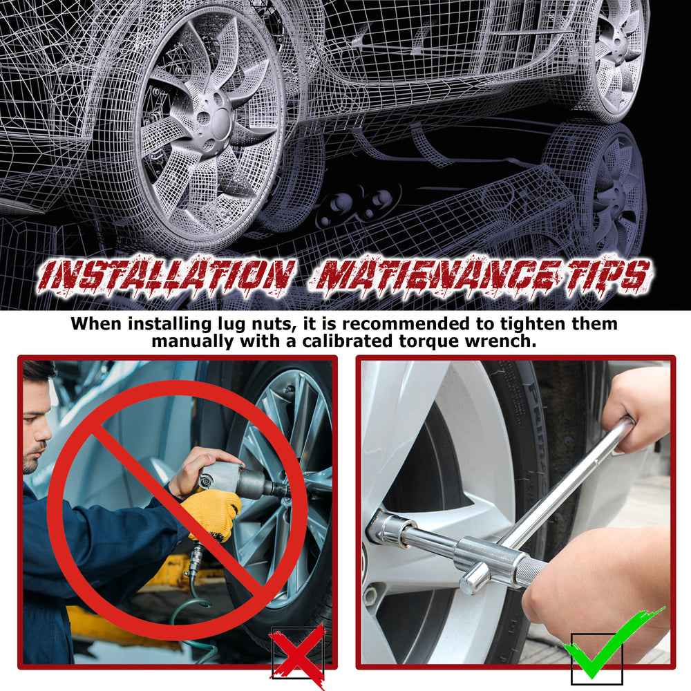 Richeer M12x1.5 Lug Nuts, 20PCS Bulge Acorn, Closed End for Trucks & SUVs - Black