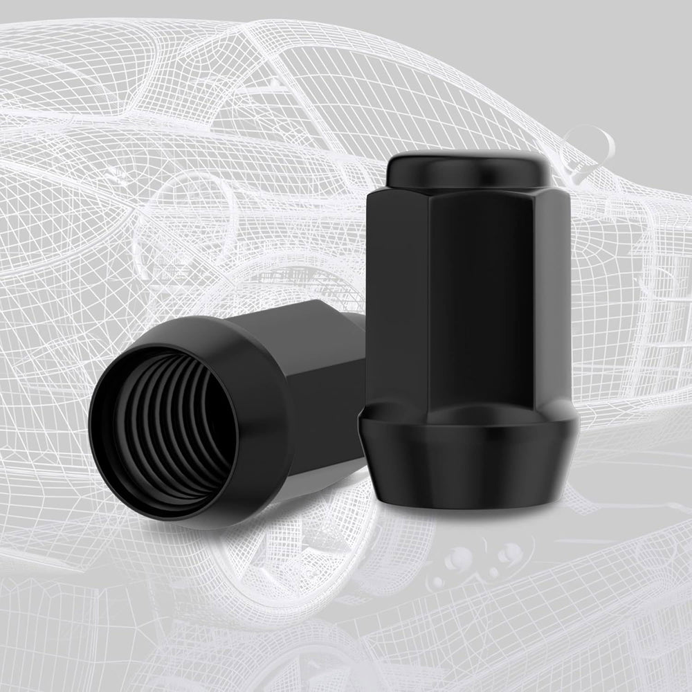 Richeer 1/2-20 Lug Nuts, 20PCS Bulge Acorn, Closed End for Trucks & SUVs - Black