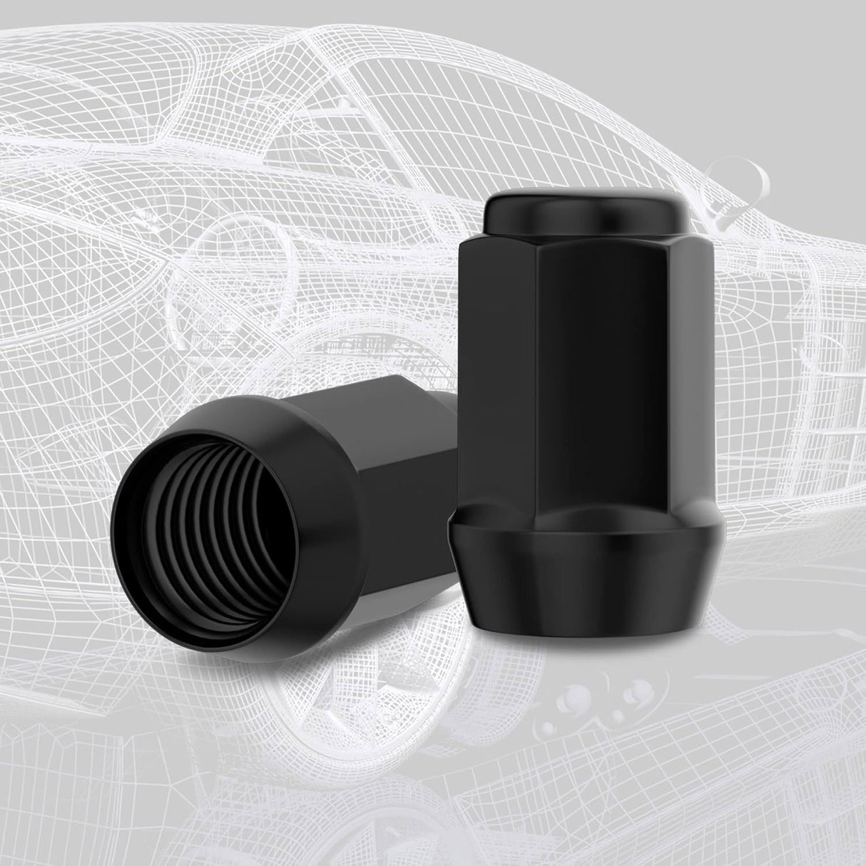 Richeer 1/2-20 Lug Nuts, 20PCS Bulge Acorn, Closed End for Trucks & SUVs - Black