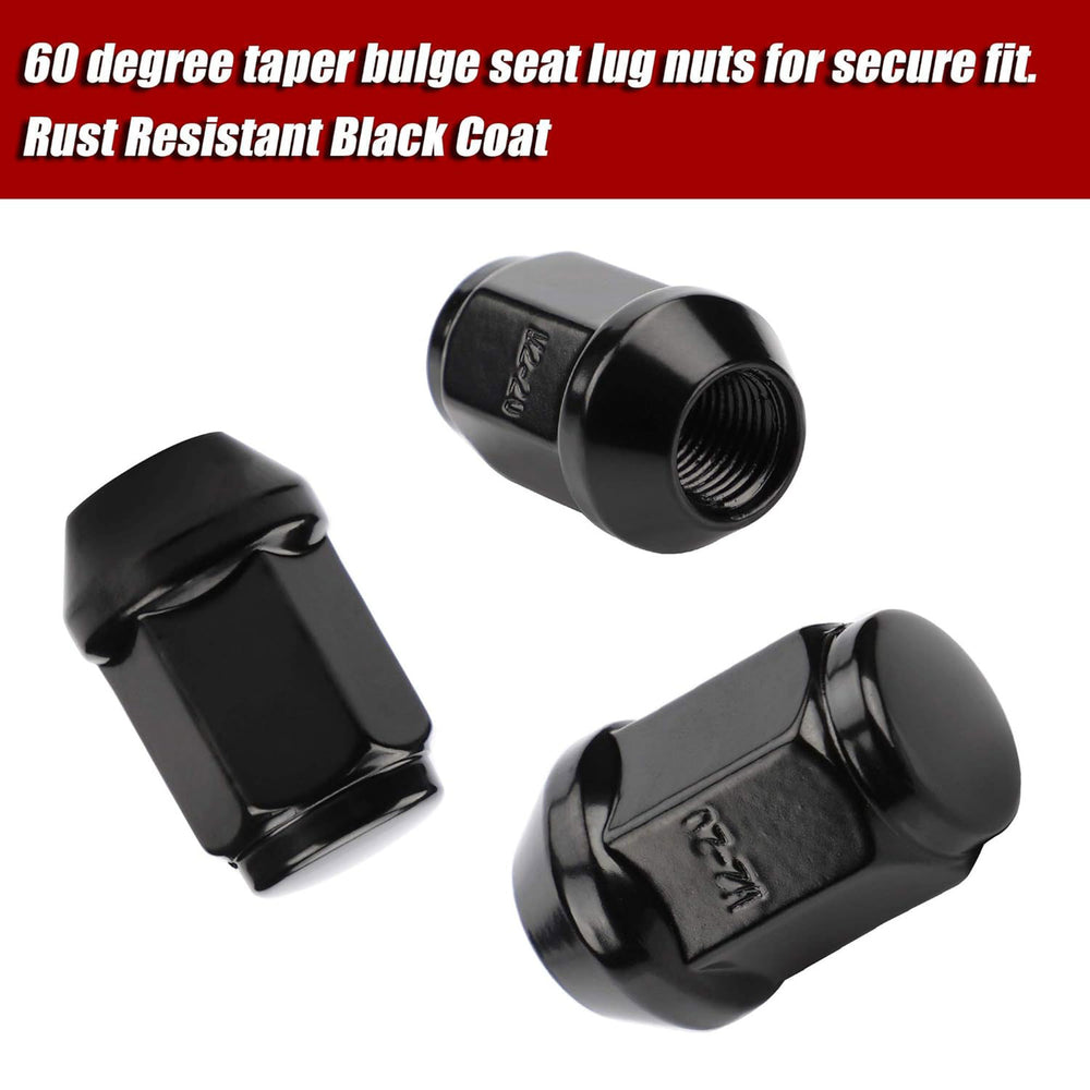 Richeer 1/2-20 Lug Nuts, 20PCS Bulge Acorn, Closed End for Trucks & SUVs - Black
