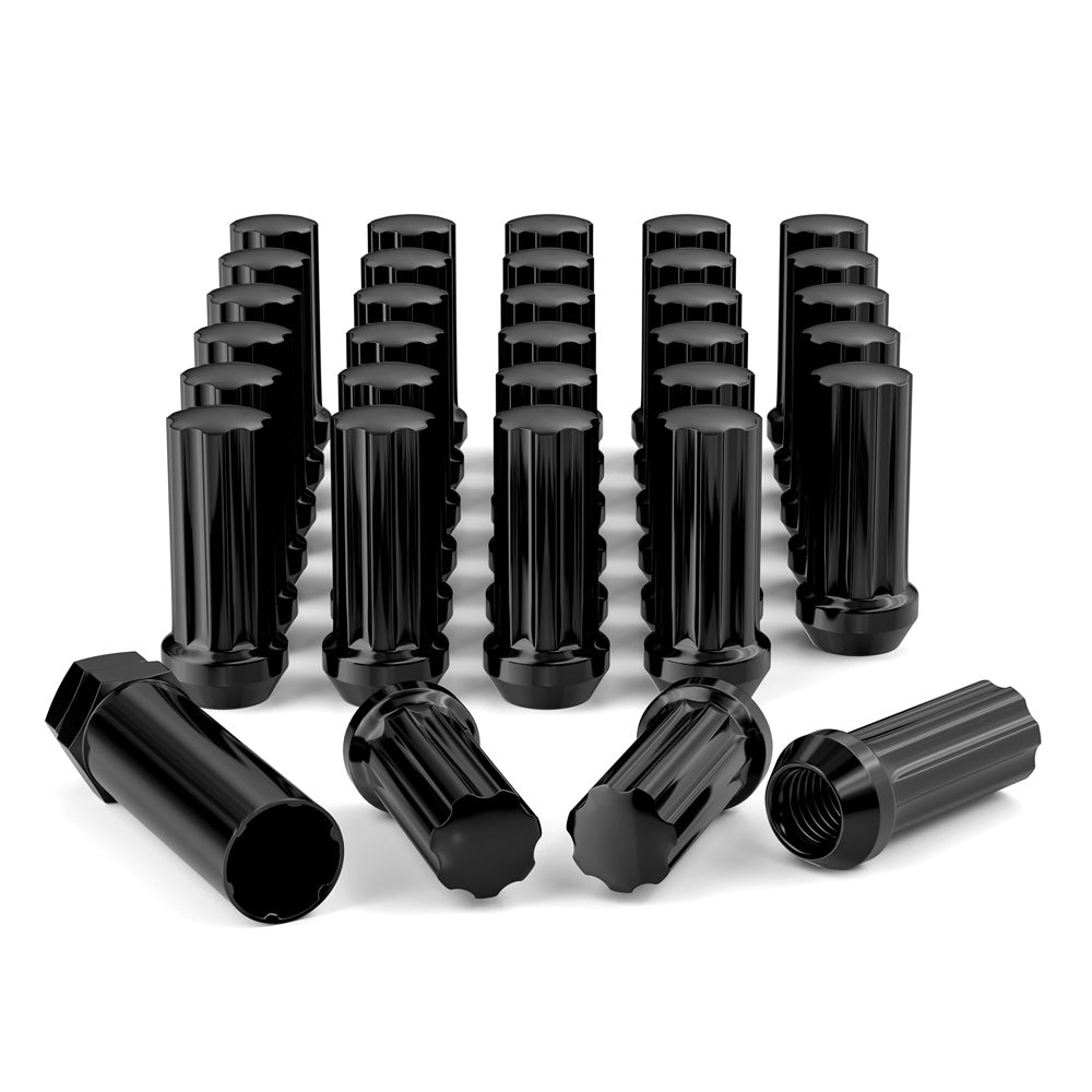 Richeer M14x1.5 Lug Nuts, 32PCS Bulge Acorn, Closed End for Trucks & SUVs - Black