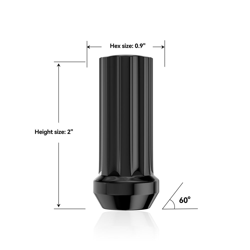 Richeer M14x1.5 Lug Nuts, 32PCS Bulge Acorn, Closed End for Trucks & SUVs - Black