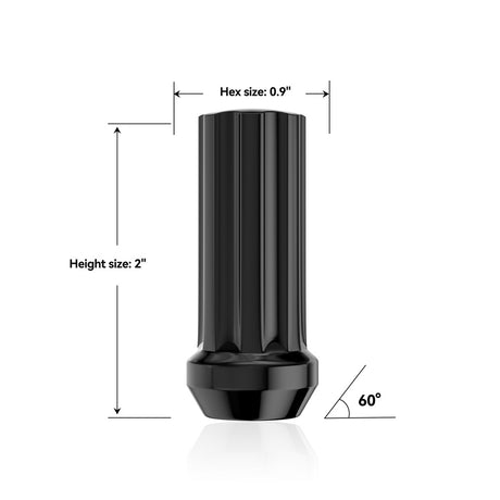 Richeer M14x1.5 Lug Nuts, 24PCS Bulge Acorn, Closed End for Trucks & SUVs - Black