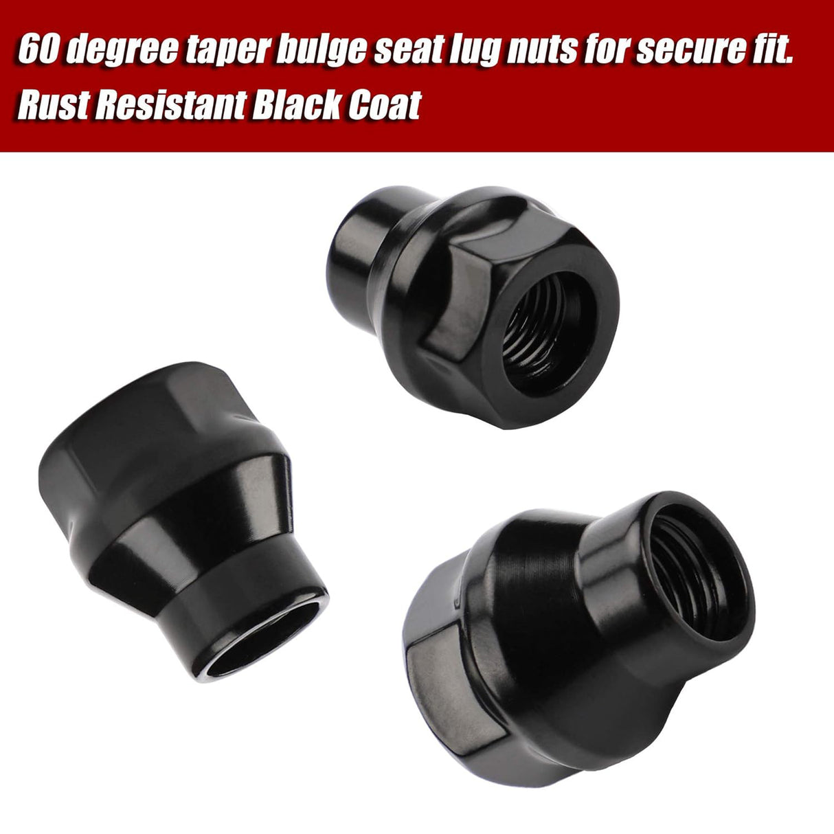 Richeer M12x1.5 Lug Nuts, 24PCS, Open End ET for Trucks & SUVs - Black