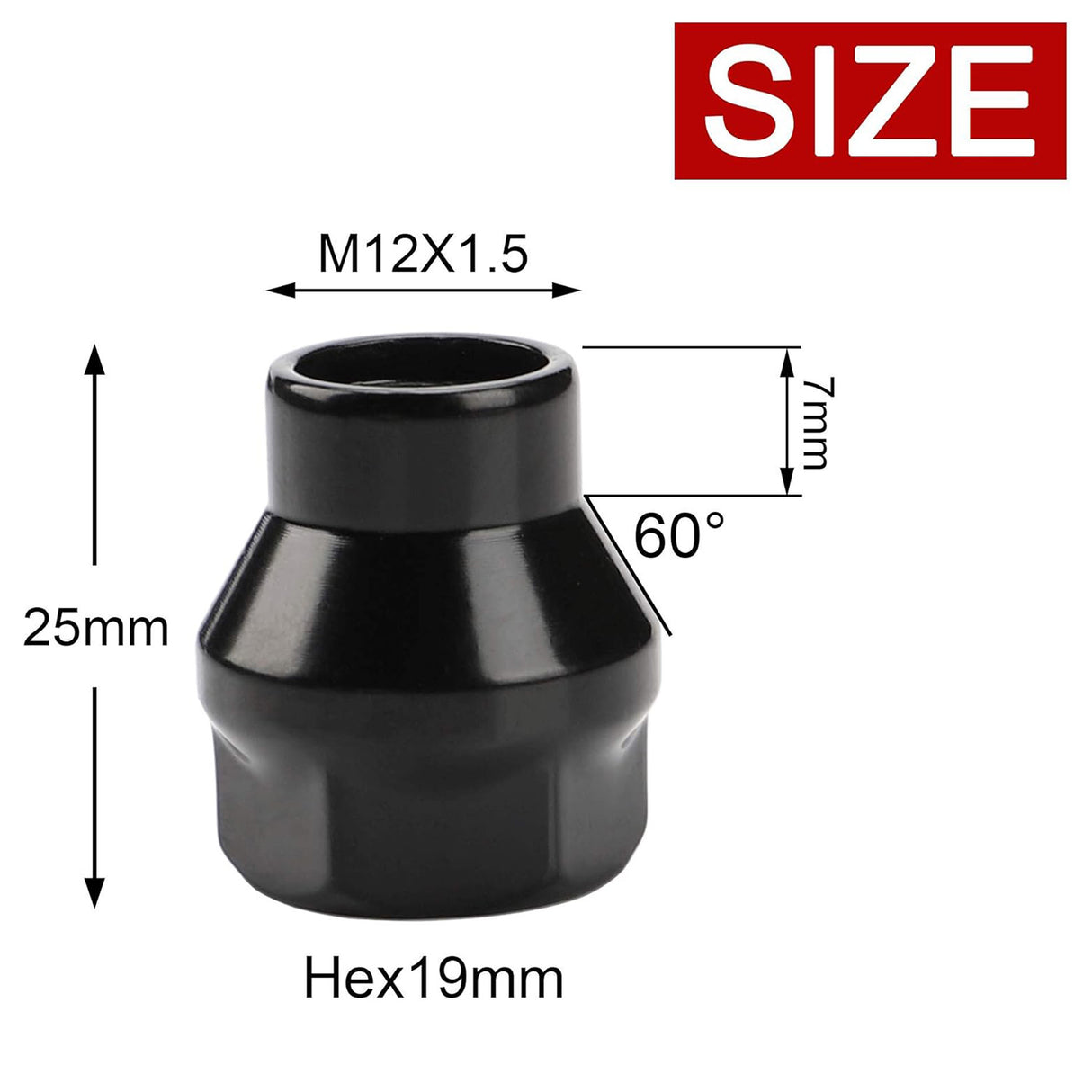 Richeer M12x1.5 Lug Nuts, 24PCS, Open End ET for Trucks & SUVs - Black