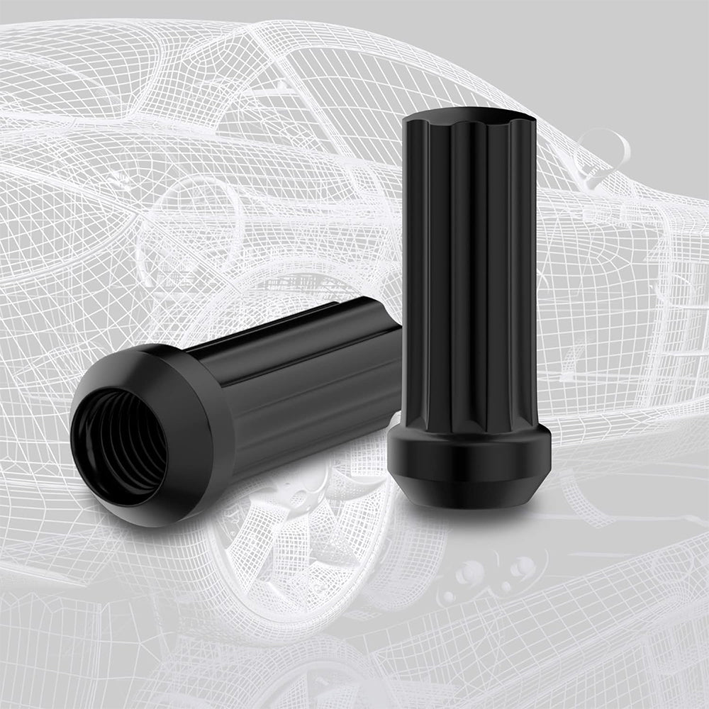 Richeer 9/16-18 Lug Nuts, 32PCS Bulge Acorn, Closed End for Trucks & SUVs - Black