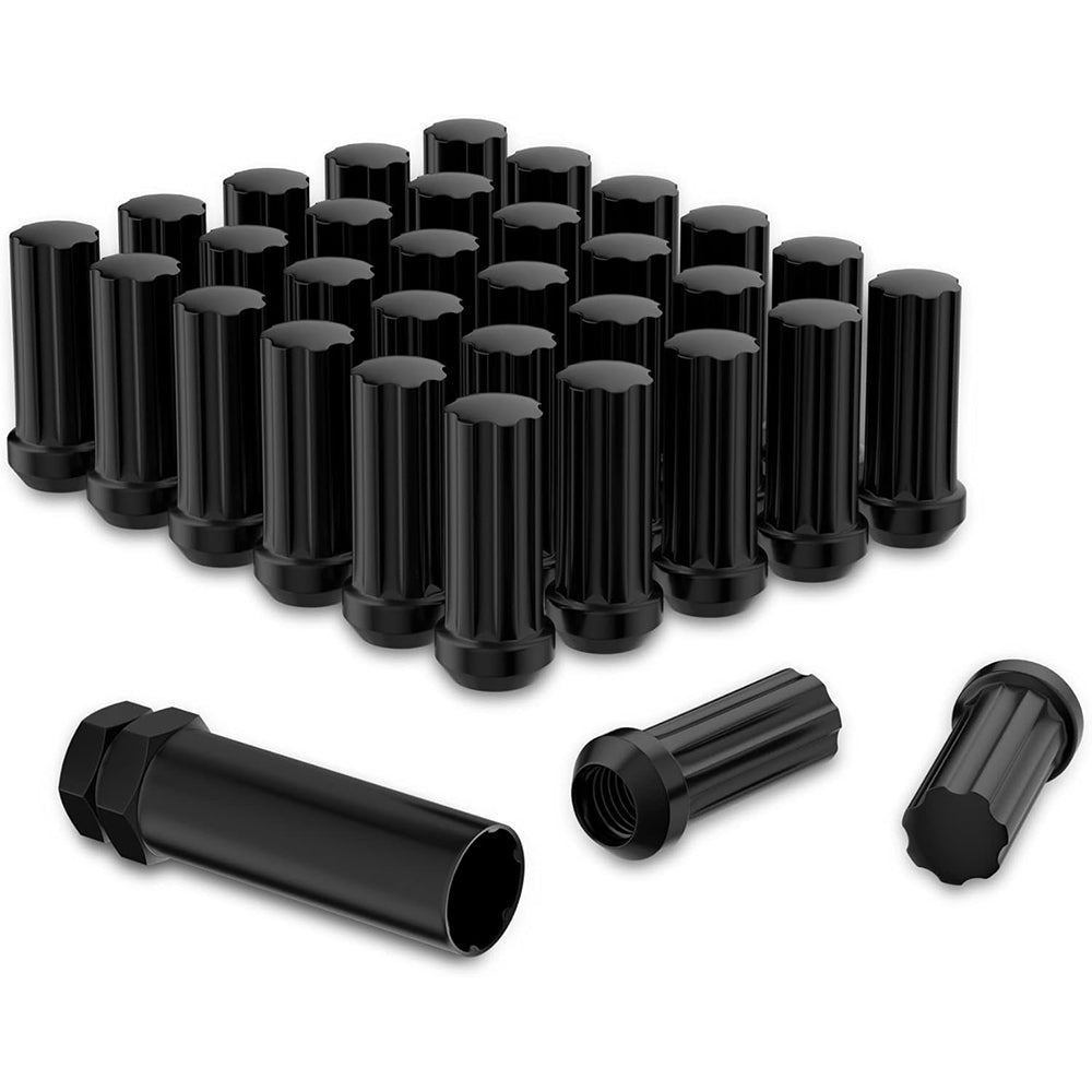 Richeer 9/16-18 Lug Nuts, 32PCS Bulge Acorn, Closed End for Trucks & SUVs - Black
