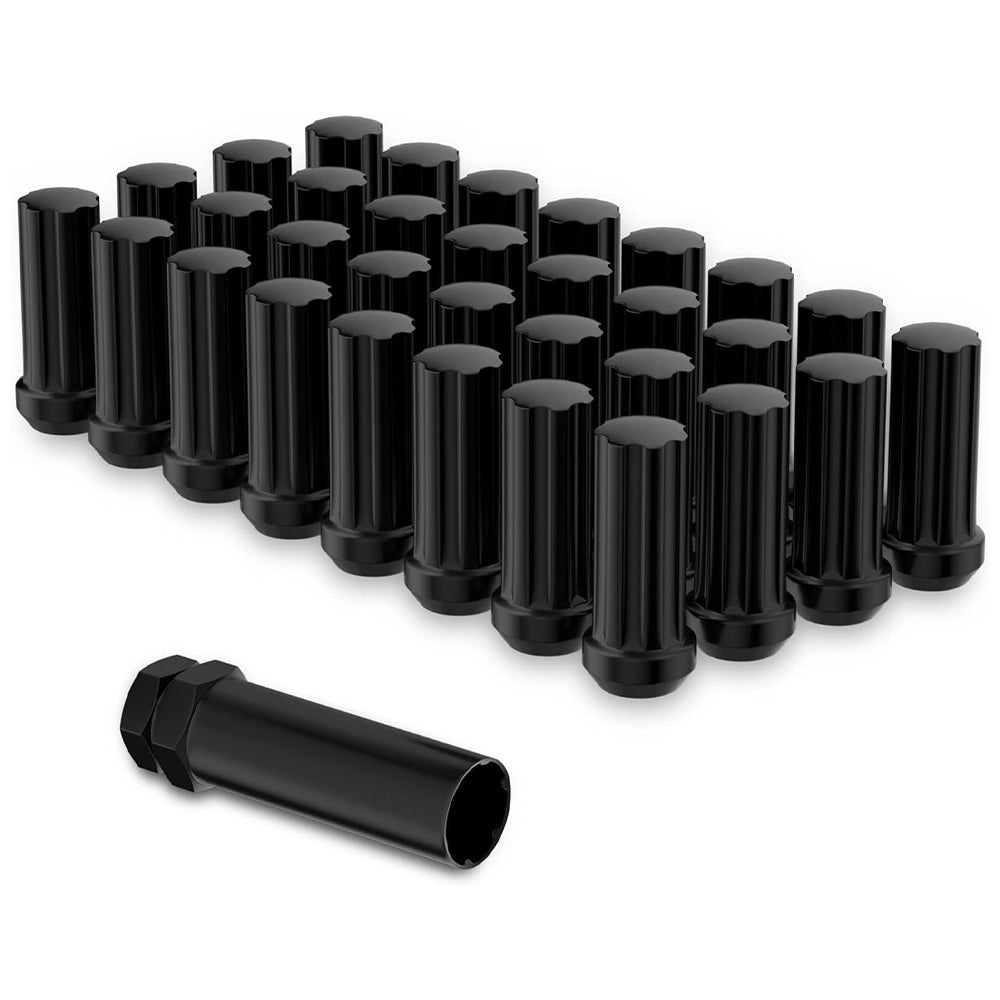 Richeer 9/16-18 Lug Nuts, 32PCS Bulge Acorn, Closed End for Trucks & SUVs - Black