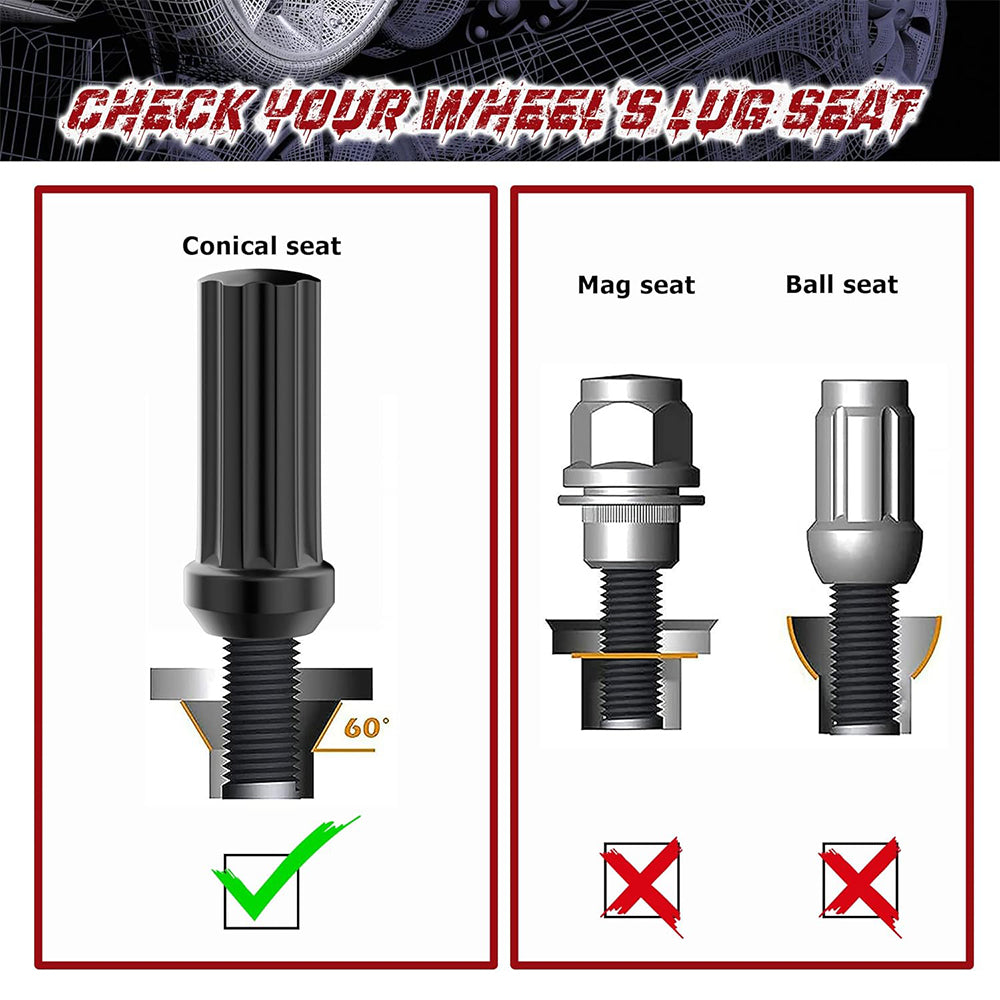 Richeer 9/16-18 Lug Nuts, 32PCS Bulge Acorn, Closed End for Trucks & SUVs - Black