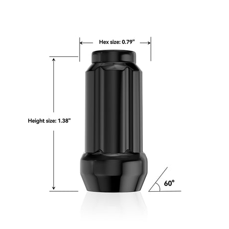 Richeer M12x1.5 Lug Nuts, 20PCS Spline Acorn, Closed End for Trucks & SUVs - Black