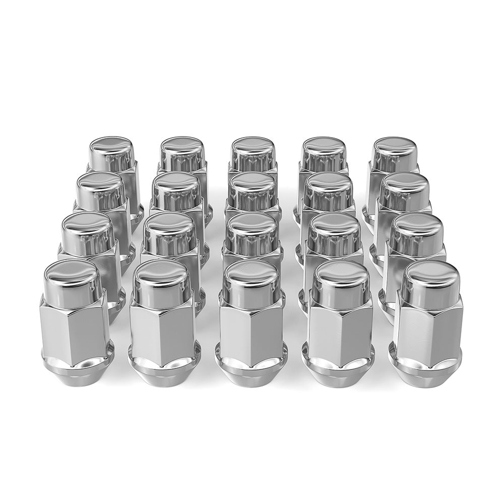 Richeer M12x1.5 Lug Nuts, 20PCS Bulge Acorn, Closed End for Trucks & SUVs - Chrome
