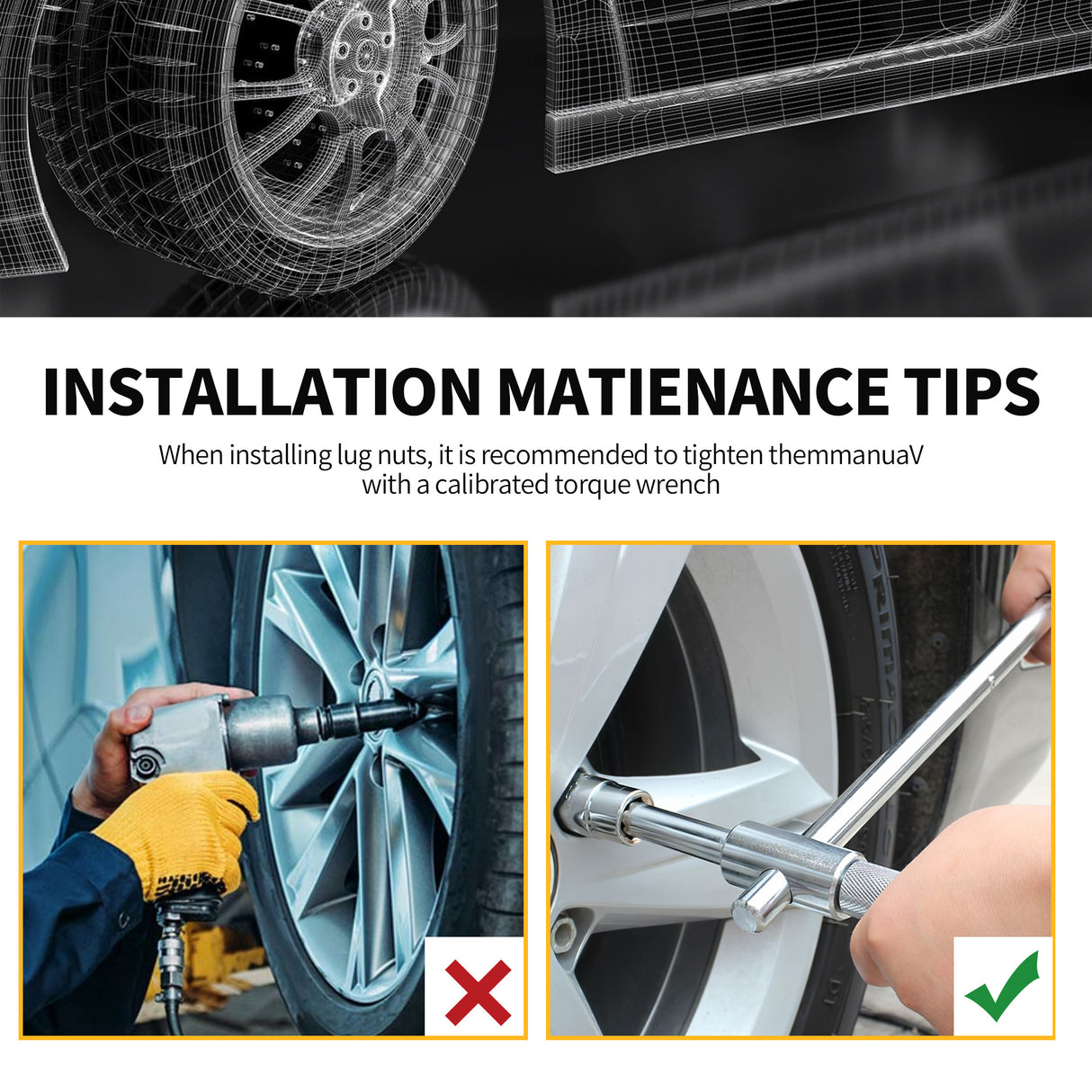 Richeer 1/2-20 Lug Nuts, 20PCS Bulge Acorn, Closed End for Trucks & SUVs - Chrome 1.38"