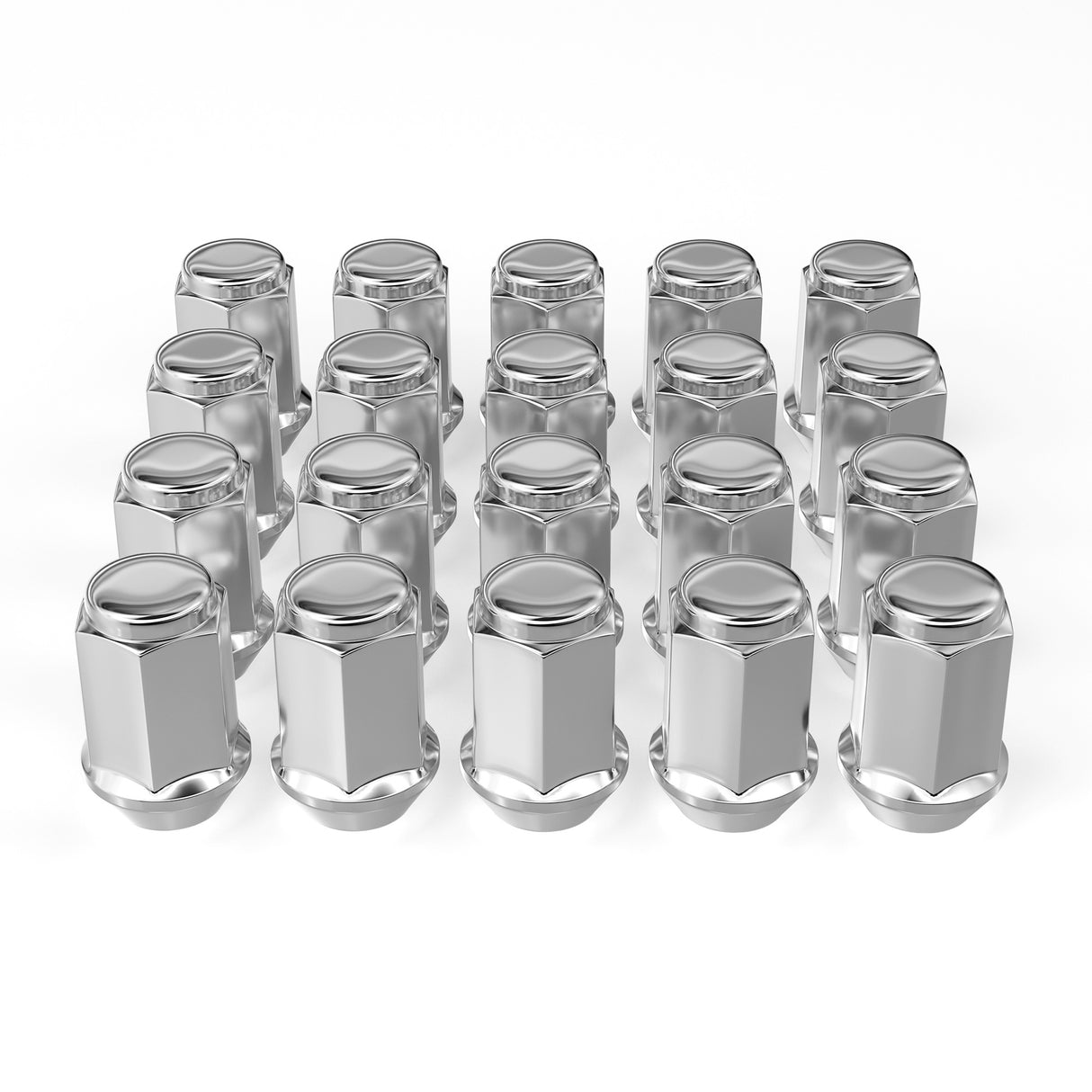 Richeer 1/2-20 Lug Nuts, 20PCS Bulge Acorn, Closed End for Trucks & SUVs - Chrome 1.38"