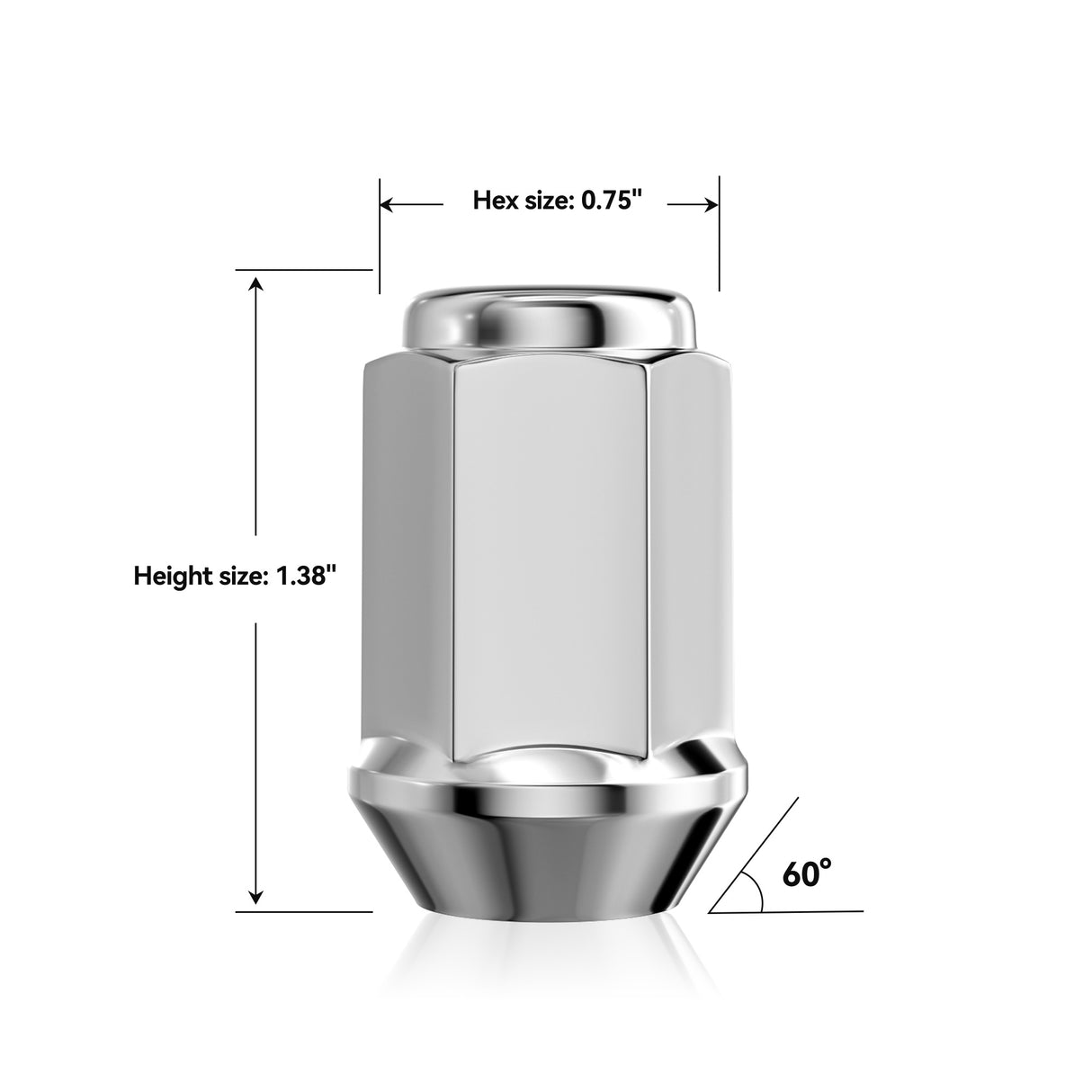 Richeer 1/2-20 Lug Nuts, 20PCS Bulge Acorn, Closed End for Trucks & SUVs - Chrome 1.38"