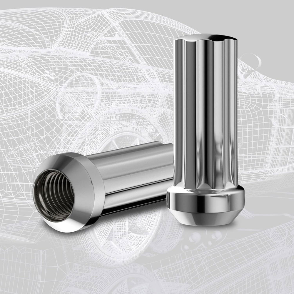 Richeer M14x1.5 Lug Nuts, 32PCS Spline Acorn, Closed End for Trucks & SUVs - Chrome