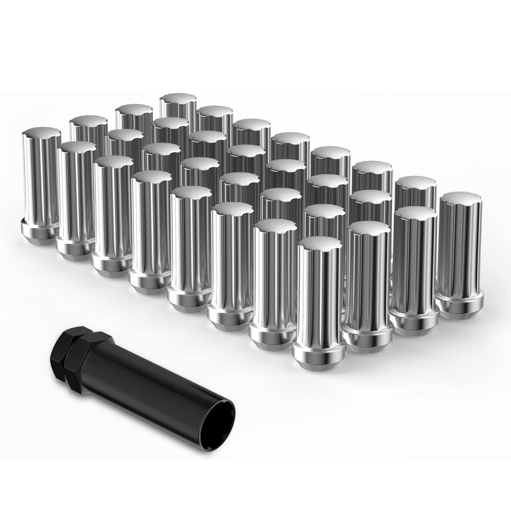 Richeer M14x1.5 Lug Nuts, 32PCS Spline Acorn, Closed End for Trucks & SUVs - Chrome