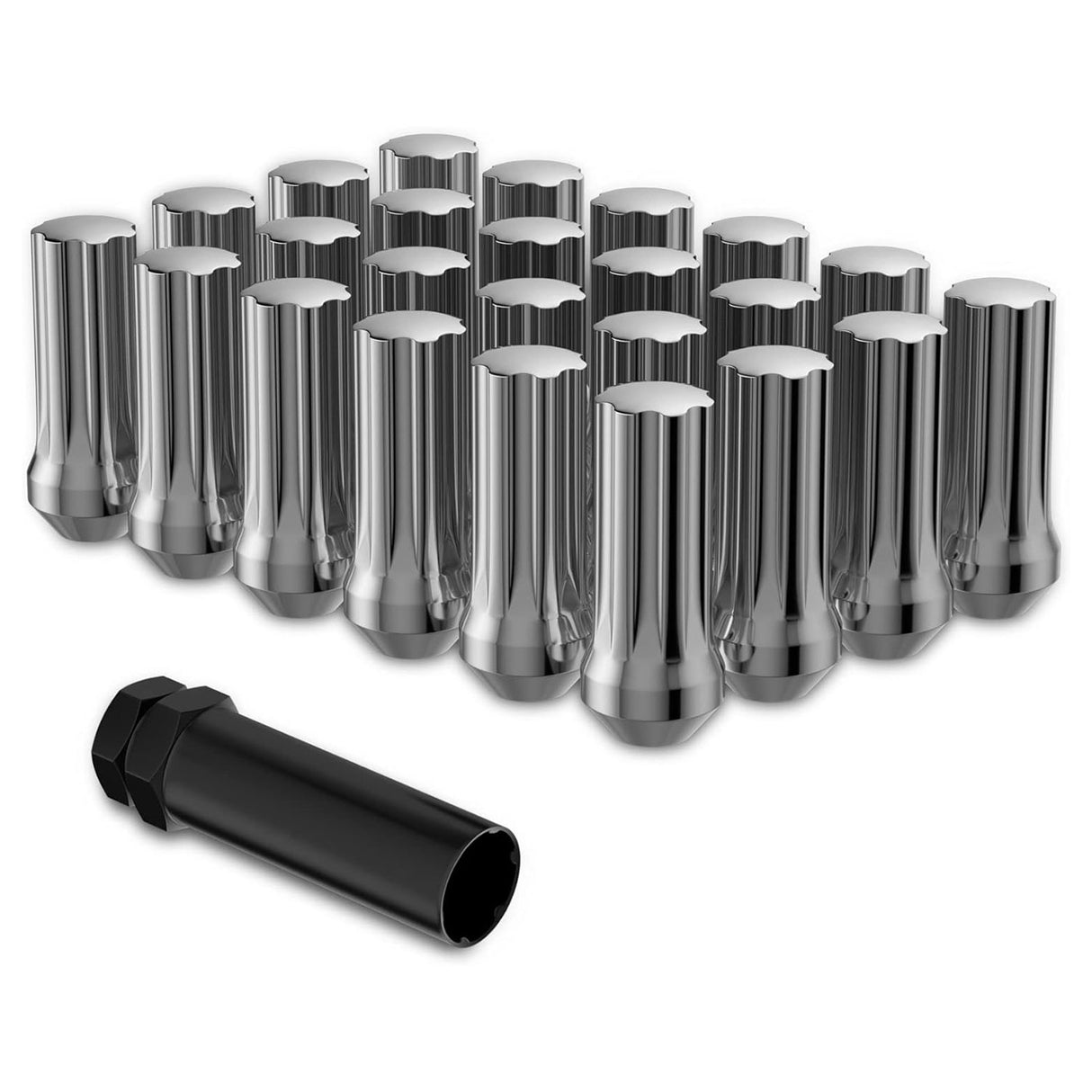 Richeer M14x1.5 Lug Nuts, 24PCS Bulge Acorn, Closed End for Trucks & SUVs - Chrome