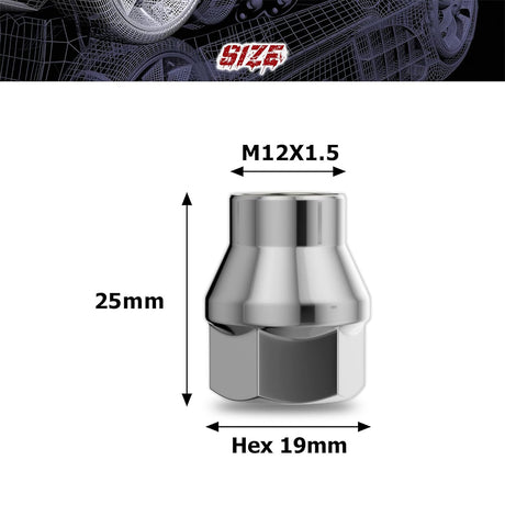 Richeer M12x1.5 Lug Nuts, 24PCS, Open End ET for Trucks & SUVs - Chrome