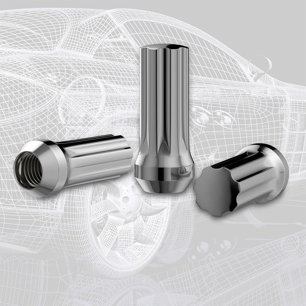 Richeer 9/16-18 Lug Nuts, 32PCS Bulge Acorn, Closed End for Trucks & SUVs - Chrome