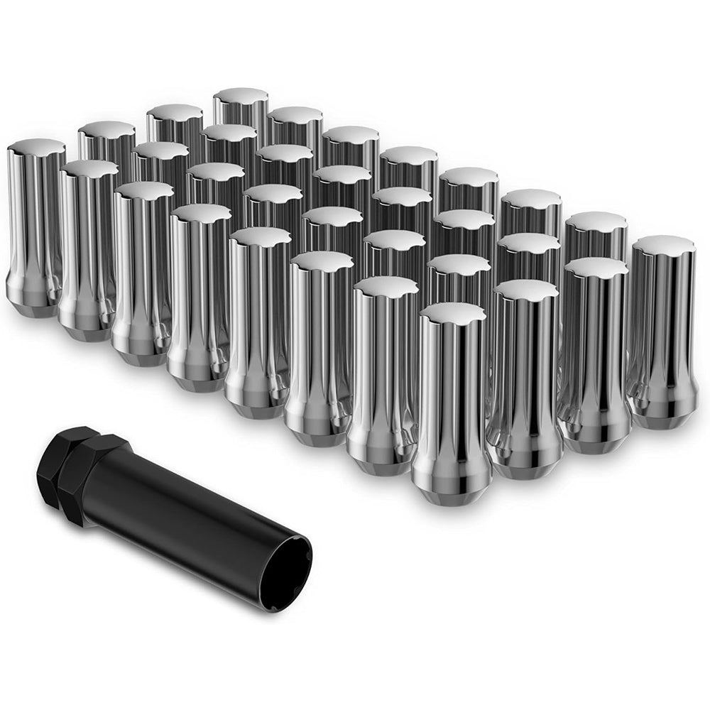 Richeer 9/16-18 Lug Nuts, 32PCS Bulge Acorn, Closed End for Trucks & SUVs - Chrome