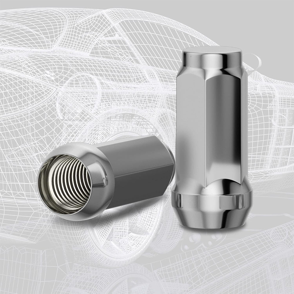 Richeer M14x1.5 Lug Nuts, 24PCS Bulge Acorn, Closed End for Trucks & SUVs - Chrome